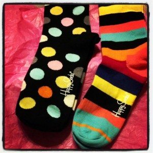 Colorful polka dot and striped mens socks 