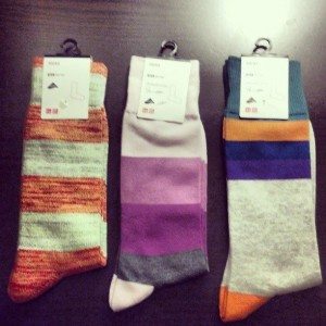 Mens Colorful Style Socks From Uniglo in New York City Store 
