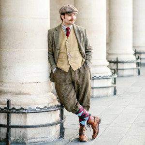 Man In Driving Cap And Plus Fours WIth Mustache