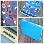 Samsonite vintage briefcase in blue with retro flower print