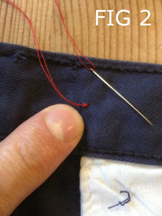Needle and thread in trousers 