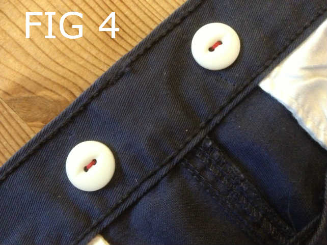 Back buttons on pants for suspenders / braces 
