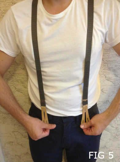 Man Showing Correct Position Of Braces On Trousers 