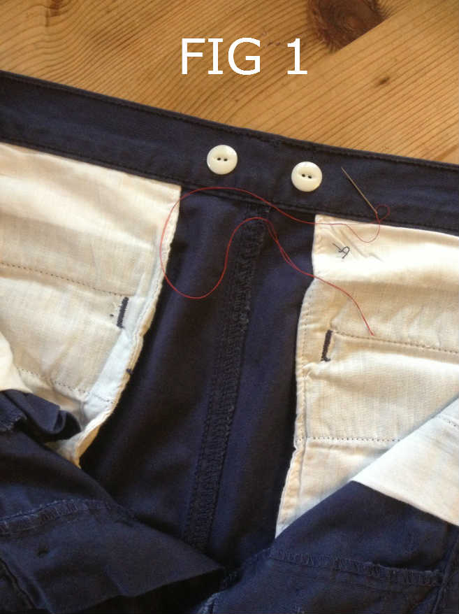 Trousers with back braces buttons