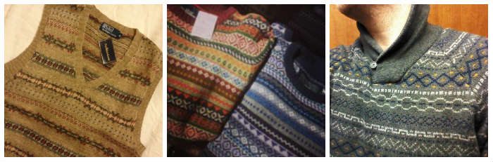 Sweater in varying styles with fair isle designs