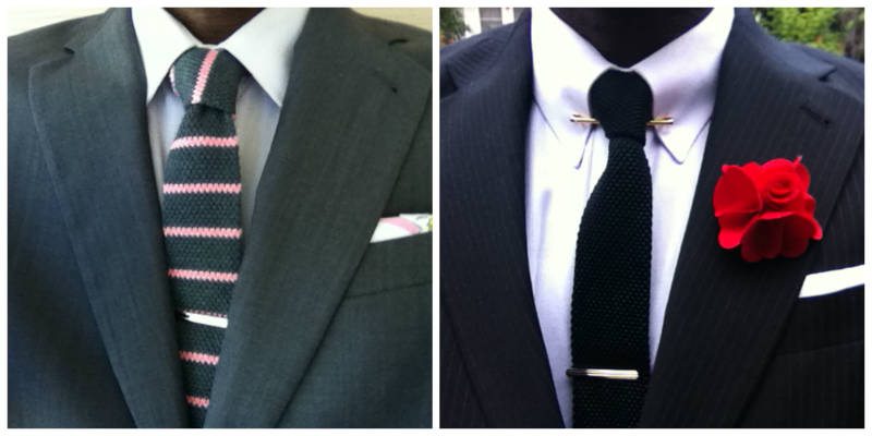 Men's knit tie on model 