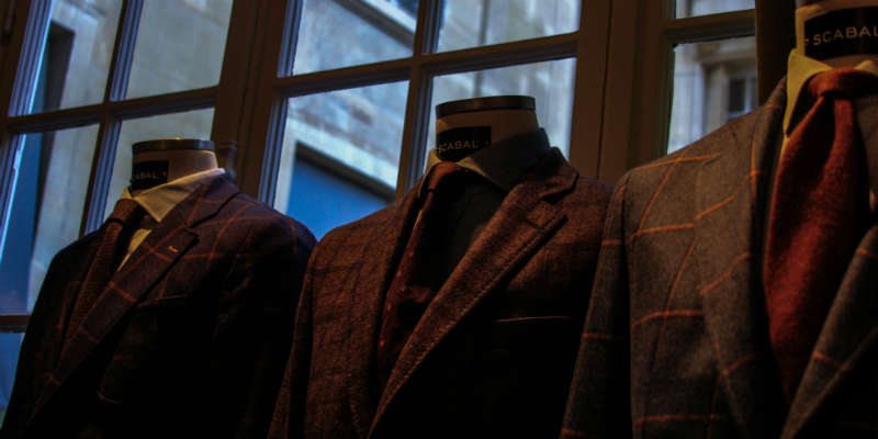Three suits in Paric tailors showroom 
