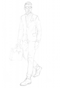 Pencil sketch of street styled man
