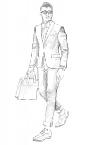 Drawing of dapper gent in suit