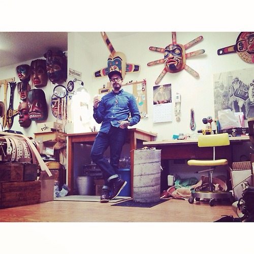 Founder of Ewing Dry Goods in his workshop
