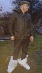 Plastic bags covering shoes