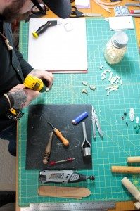 Dan working on some salvaged bones
