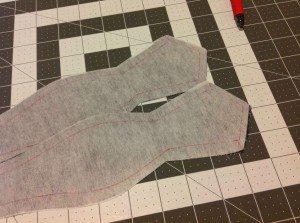 Both bow tie pattern pieces with sewing guide lines