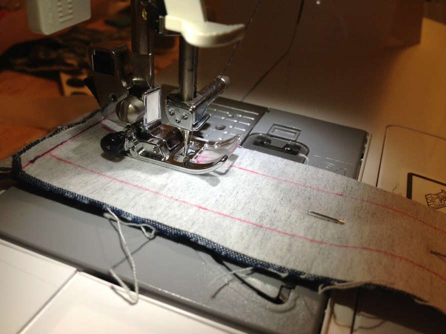 Sewing machine ready to start sewing fabric