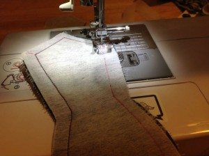 Sewing along bow tie pattern piece edge