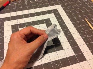 Pulling fabric through to correct side of fabric