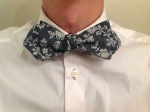 Man wearing tied bow tie