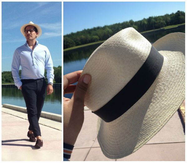 Panama hat worn on Miami waterway