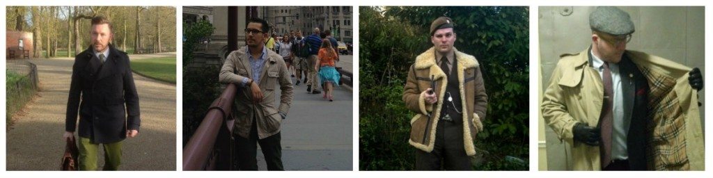 Four men in military inspired outfits