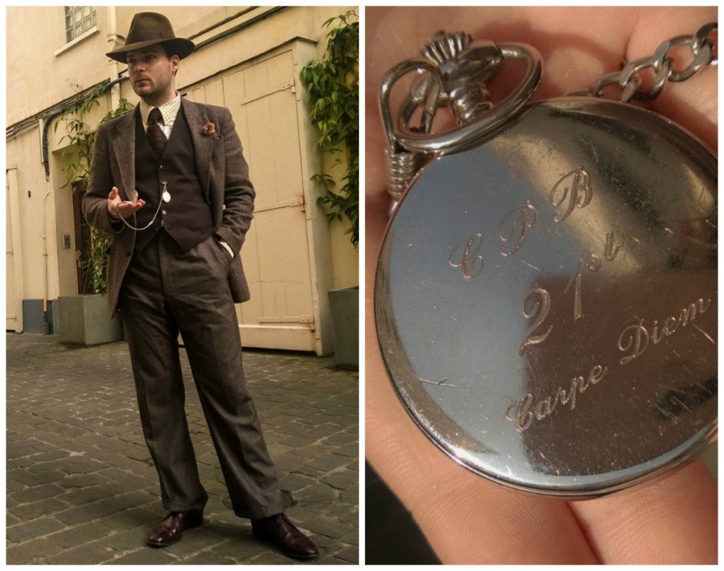 Vintage pocket watch on albert chain