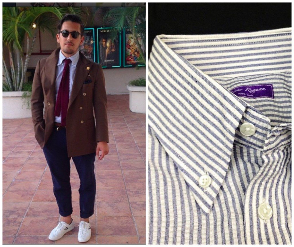 Seersucker shirt custom made