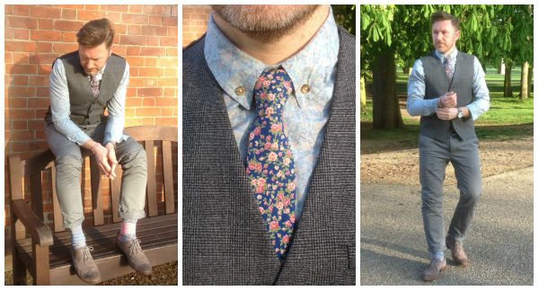 Man in vest and floral tie