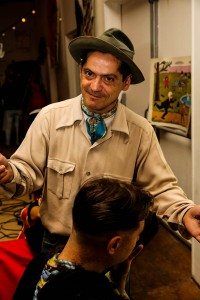 Man getting haircut in Paris