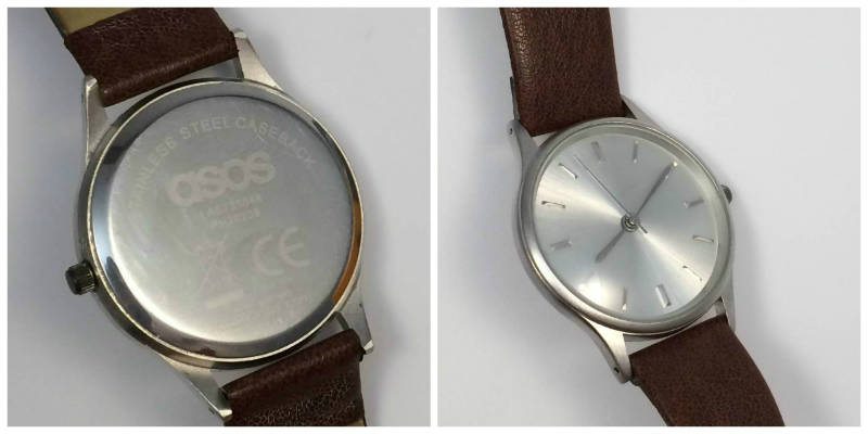 Men's quartz watch from and back view