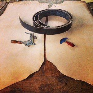 Leather ready to be cut into strops