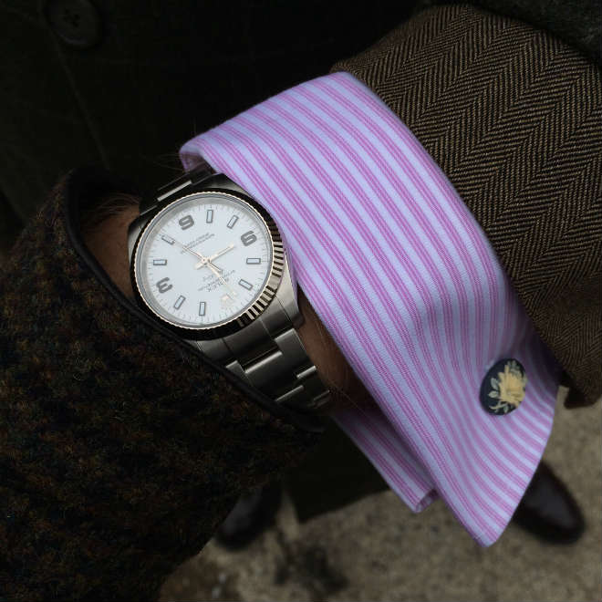 Rolex Air-King with pink french cuff