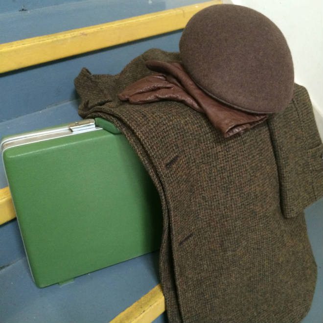 Vintage Samsonite and Harris Tweed jacket