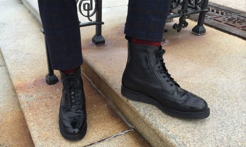 Black Dr Marten boots and fleck socks