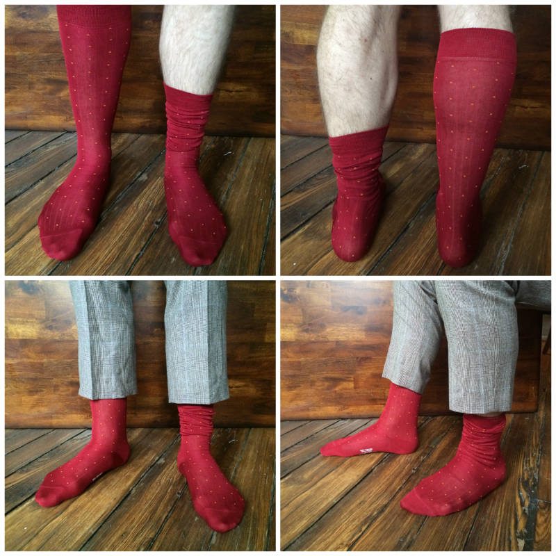 Man in red socks with no garters