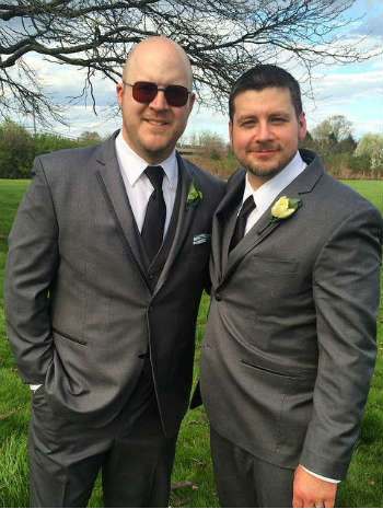 Groom and groomsman slim