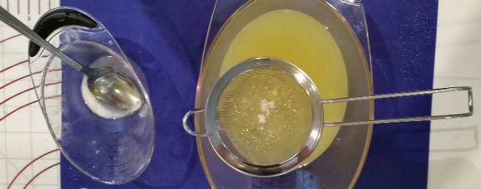 Ginger mix being filtered