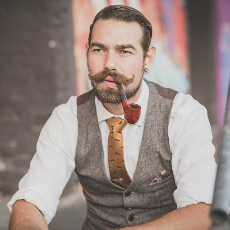 Vintage man smoking pipe