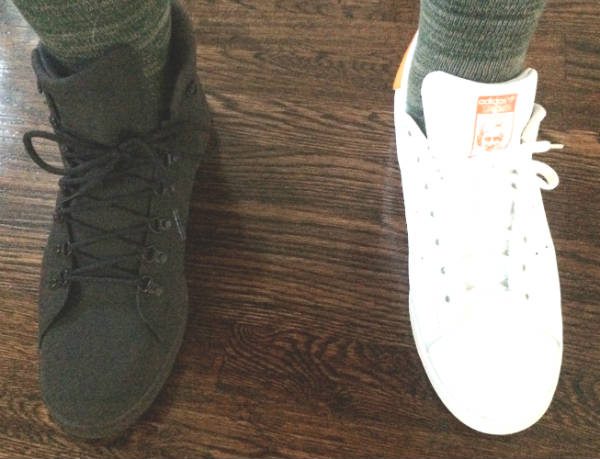 Wearing Stan Smith Shoe and Winter Boot