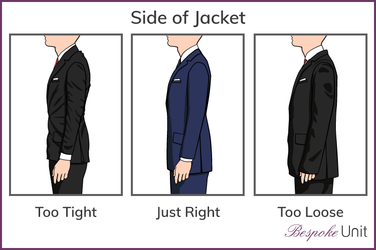 side views of different suit jacket fits