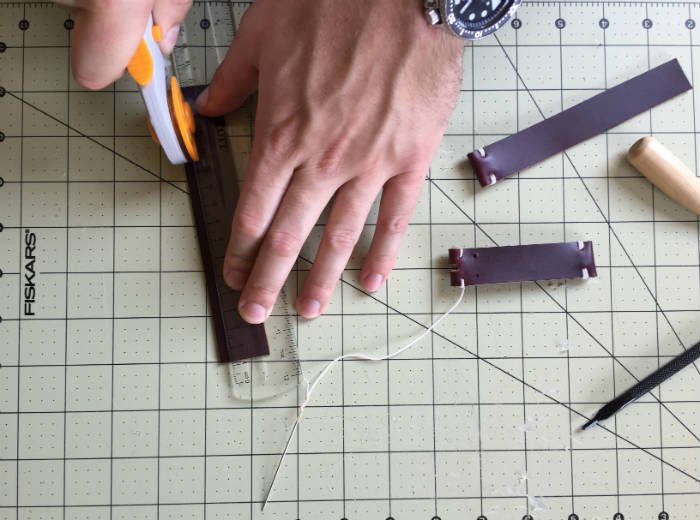 Cutting leather for strap keepers