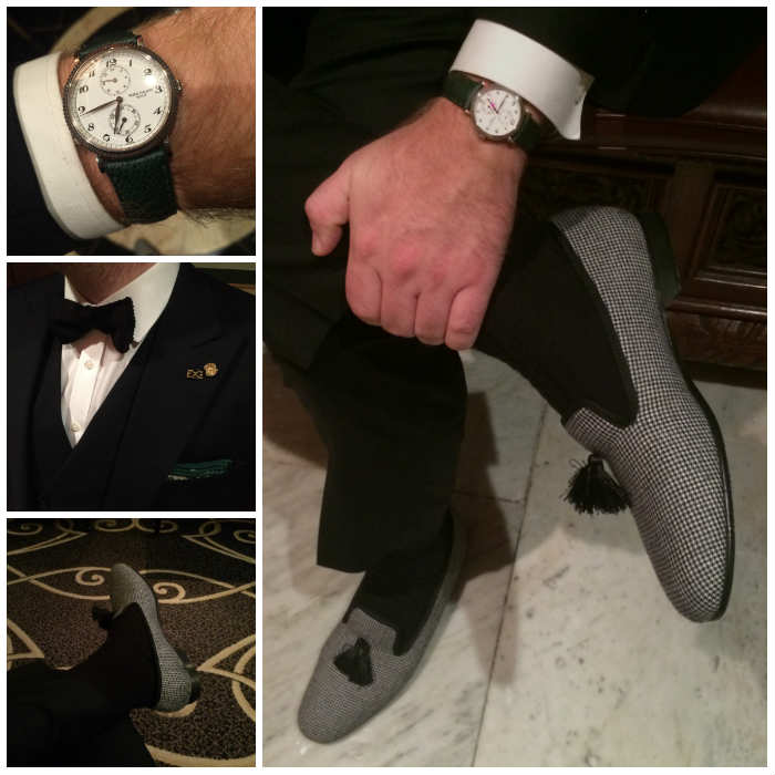 Mens houndtooth black tassel slippers