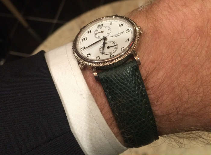 Green Hermes Leather Strap On The Wrist Side View