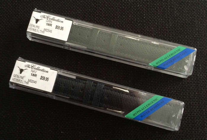 Navy Blue and Green Hermes Leather Straps