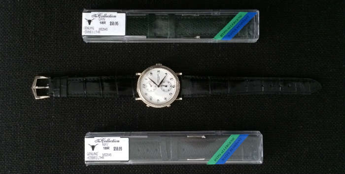 Two Hermes Leather Straps Next To Patek Philippe