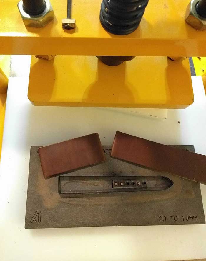 Watch Strap Leather Sitting On Die Press