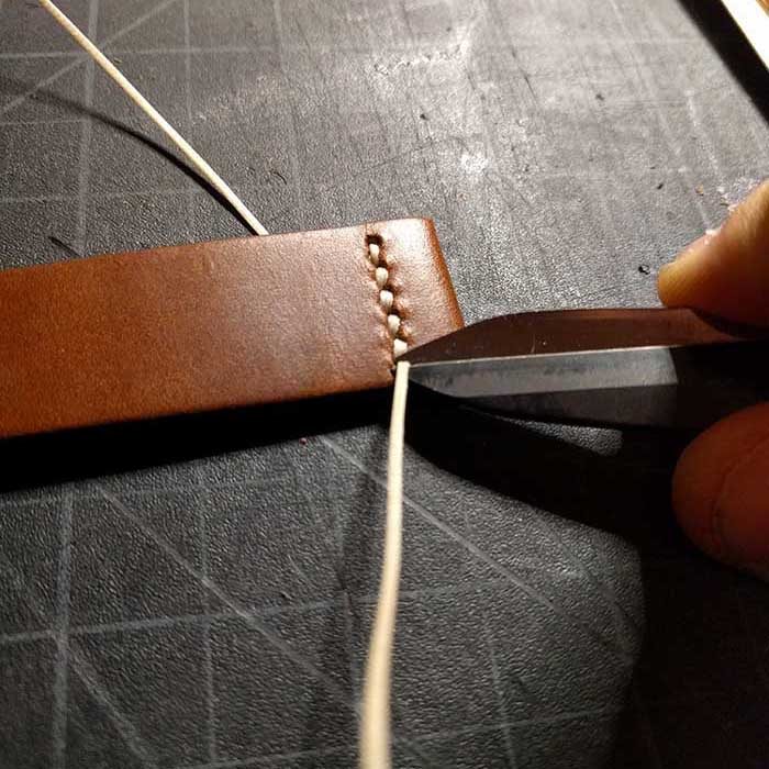 Traditional Saddle Stitch On Watch Strap End