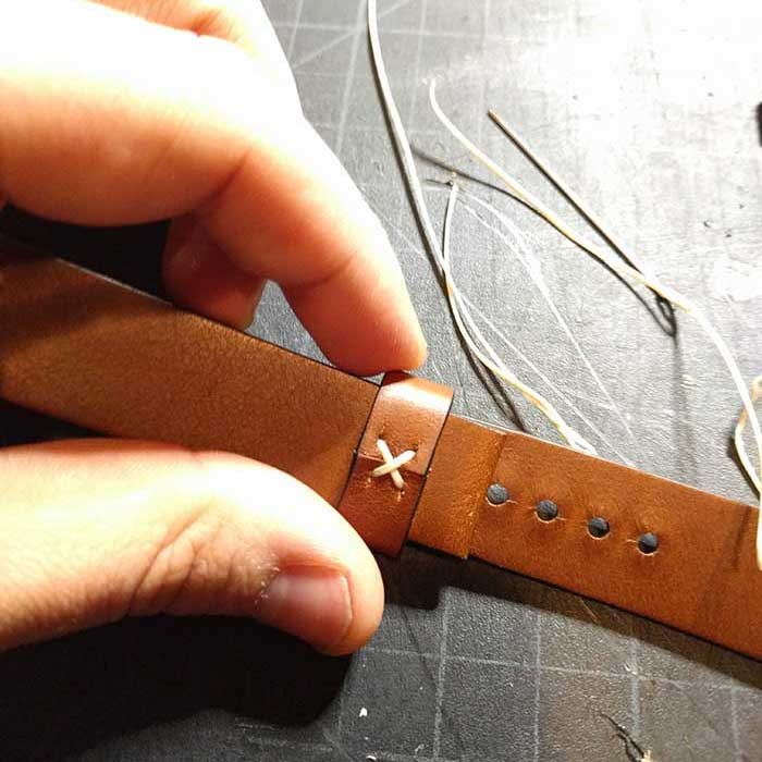 Leather Keeper Stitched Closed On Strap