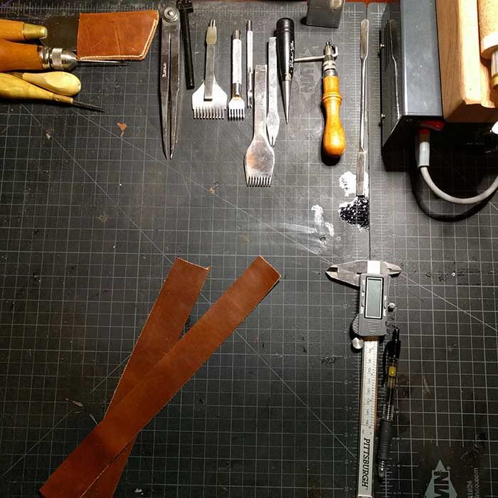 Strips Of Leather Cut with Gordon Straps Tools