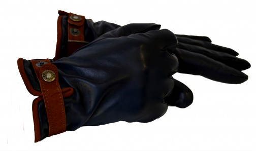 Black leather gloves