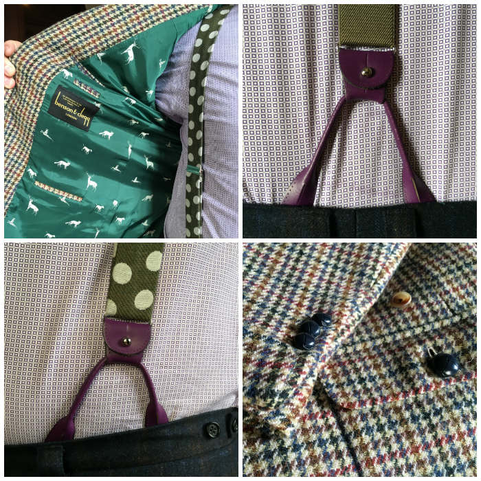 Custom Green Wool Polkadot Mens Braces