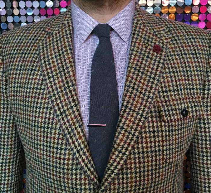 Tweed sports coat jacket ensemble